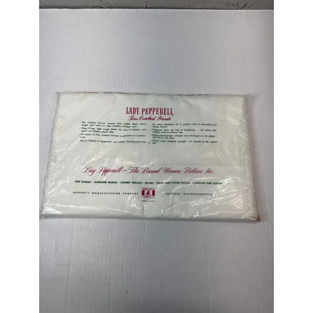 Lady Pepperell Fine Combed Percale Flat White‎ Sheet USA Made 81 x 108 Double